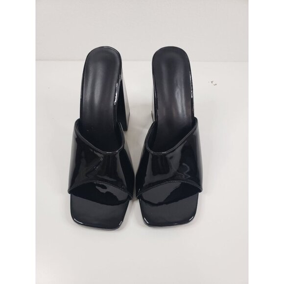 Open Square Toe Heels in Black Patent Leather - Size 5.5 - Picture 2 of 6
